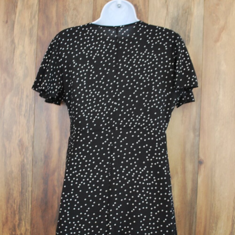 Women's Super Cute Flowey Polk a dot Black White Dress S - Picture 4 of 7